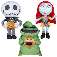 Disney Nightmare Before Christmas Jack, Sally and Oogie Boogie Plush Greeters Indoor Halloween Decorations Front_Flat