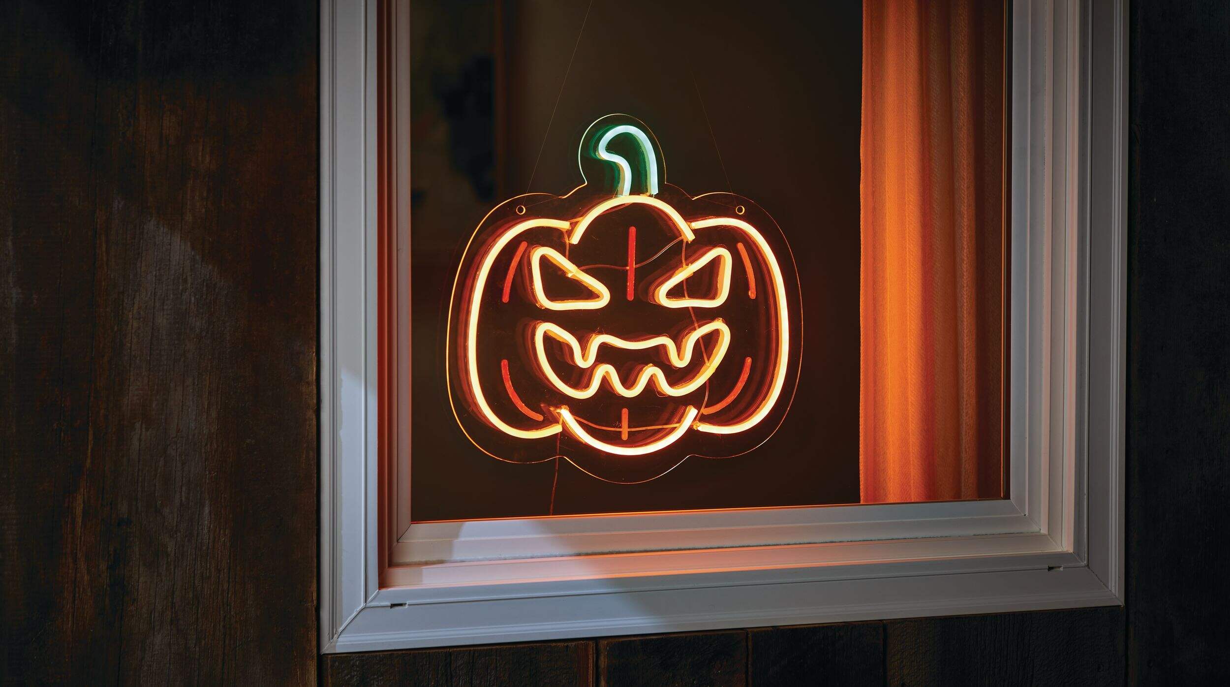 For Living Neon Orange Jack-O-Lantern Light Halloween Decoration, 14-in Front_Angled_Right