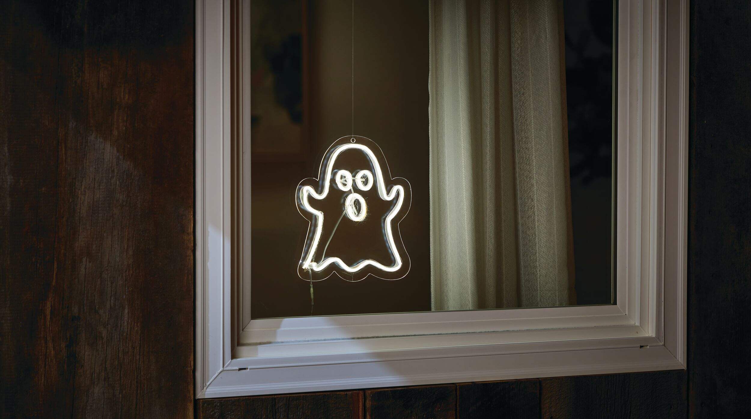 For Living Neon White Ghost Light Halloween Decoration, 9-in Front_Angled_Right