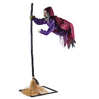 For Living Animated Flying Witch with Light Up Eyes Front_Angled_Left