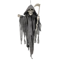 For Living Hanging Reaper with Scythe Halloween Decoration, 20-in Front_Flat