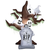 Gemmy Air Blown Haunted Tree with Tombstone Decoration Front_Flat