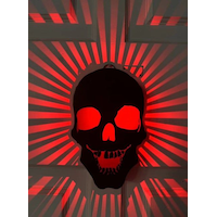 Gemmy Radiant Shadows Battery-Powered Skull Light, Red, 10-in Front_Flat