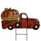 CANVAS Metal Pumpkin Truck Yard Stake Halloween Decoration Front_Flat
