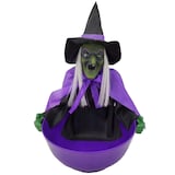 For Living Light Up Animated Candy Bowl Witch, 10-in Front_Elevated