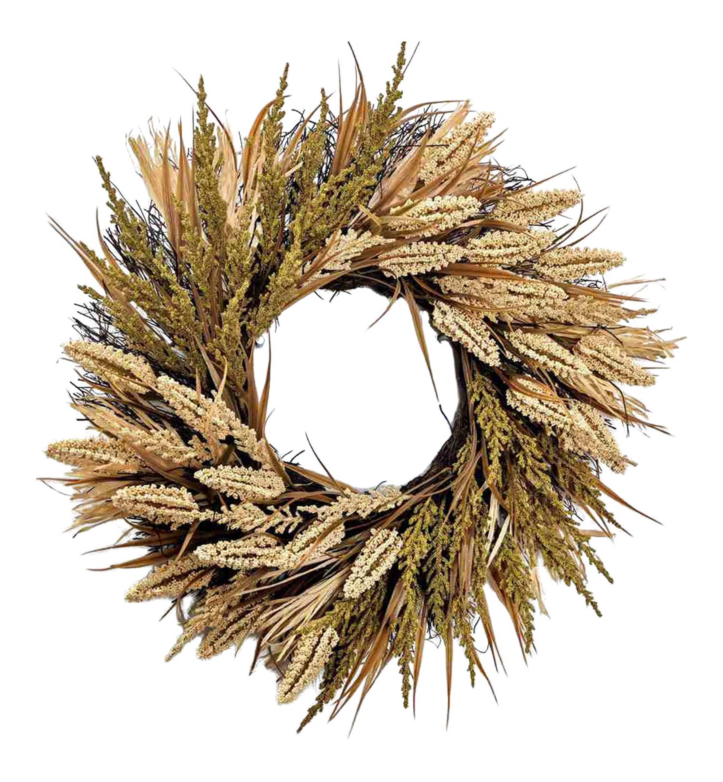 CANVAS Harvest Indoor/Outdoor Wheat Wreath Decoration, 24-in Front_Flat
