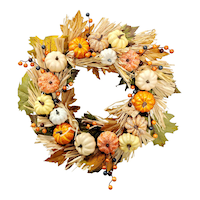 CANVAS Indoor/Outdoor Multicolour Pumpkins Wreath, 24-in Front_Flat