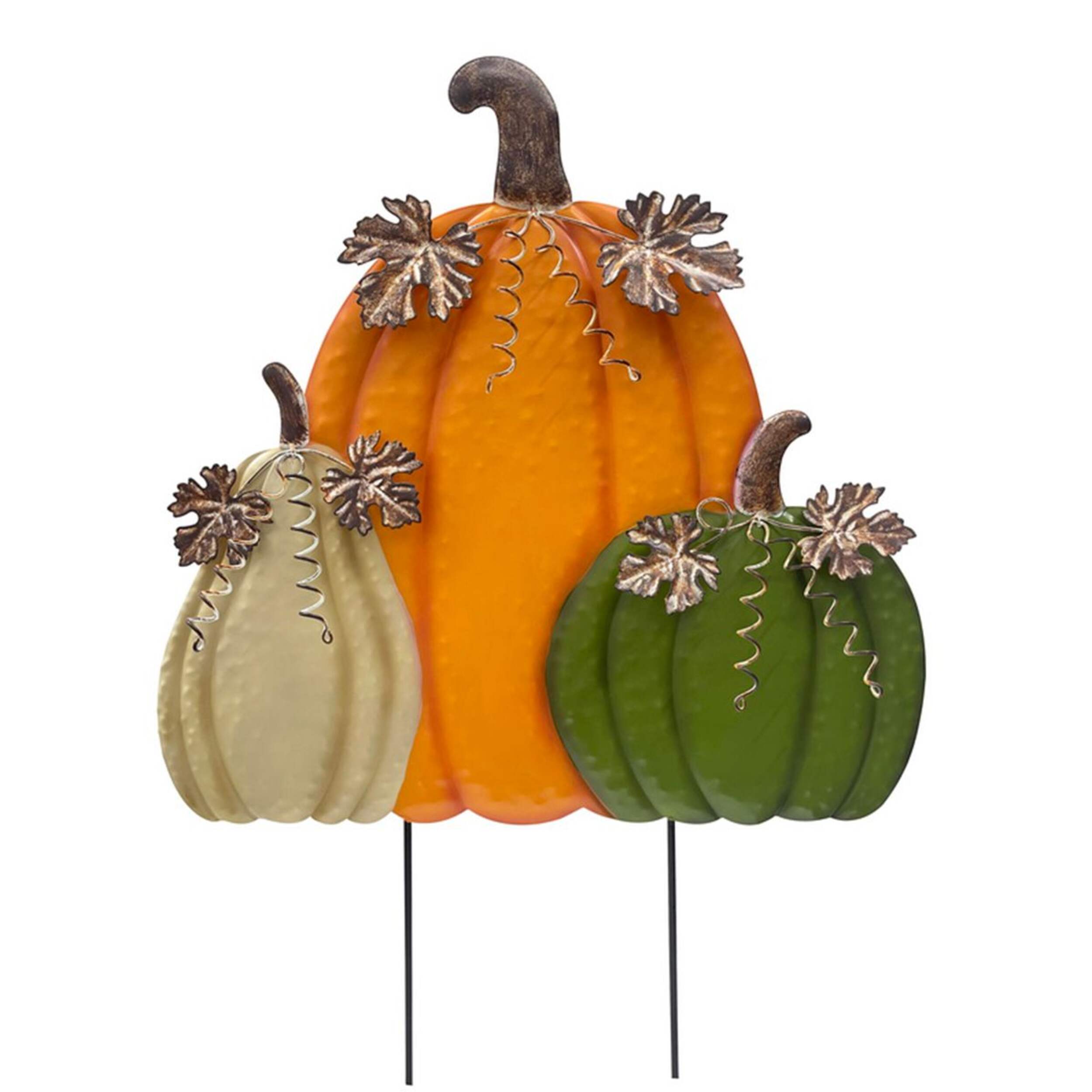 CANVAS Pumpkin Metal Yard Stake for Decorating, 3-pc Front_Flat