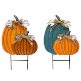 CANVAS Pumpkin Metal Yard Stake for Decorating, 2-pc Front_Flat