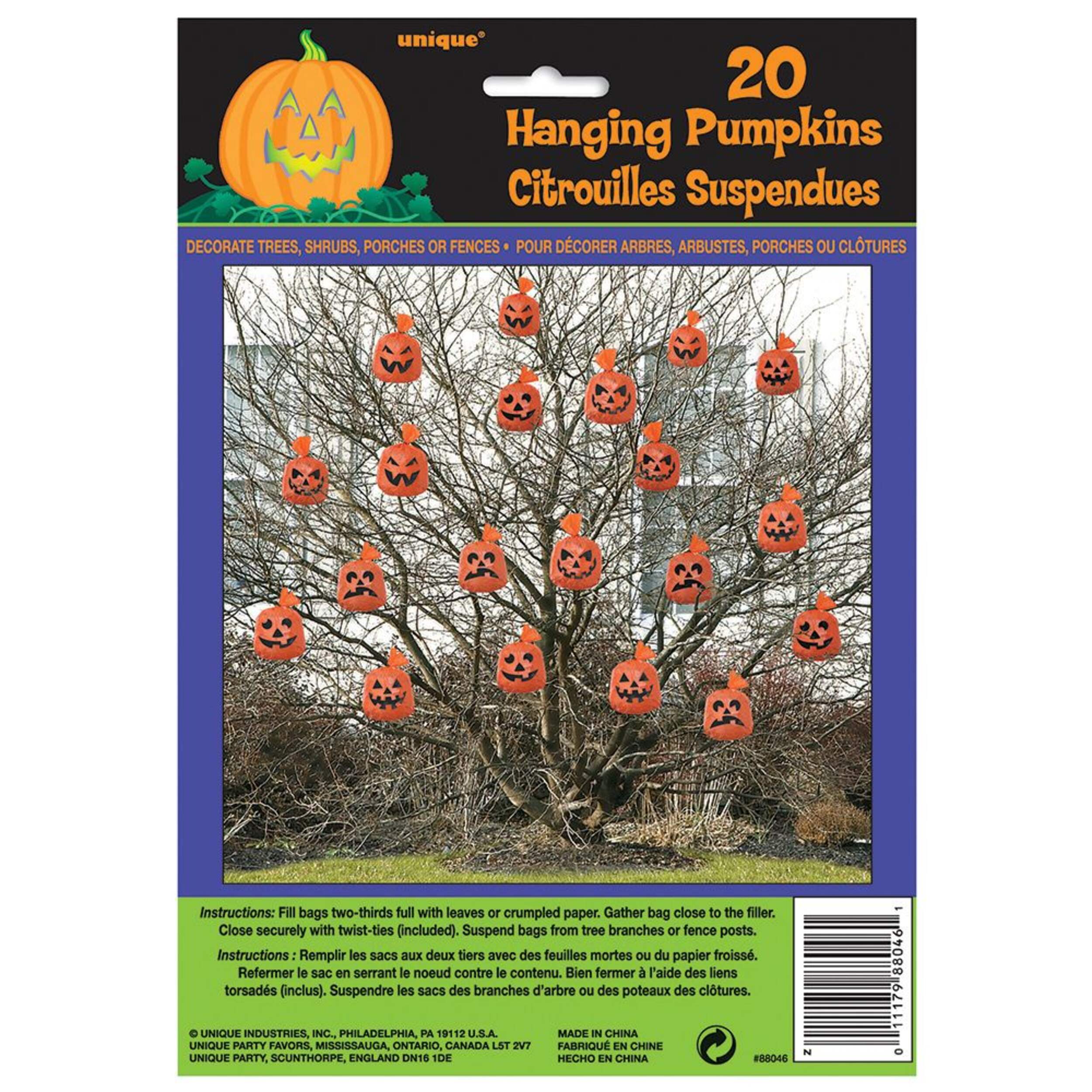 Sacs à feuilles de citrouille pour suspendre la décoration Front_Flat