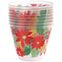Gobelets en plastique réutilisables de Noël, houx en fleur, 9 oz, paq. 8