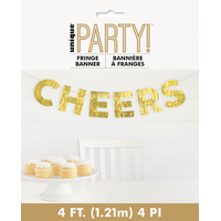 Banderole à franges de Noël Cheers, 4 pi Front_Flat