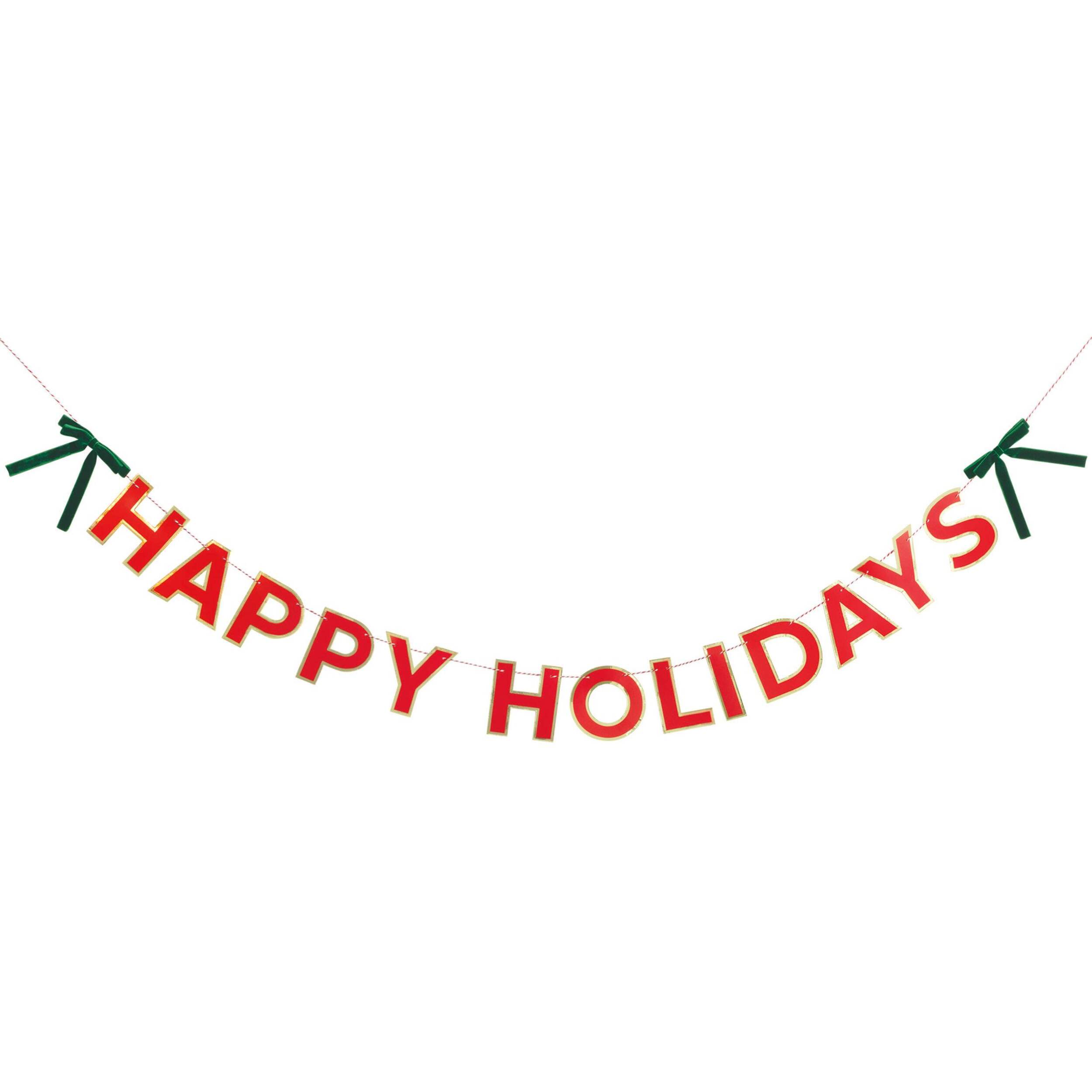 Christmas Velvet Bow Die Cut Garland, 8-ft Front_Flat