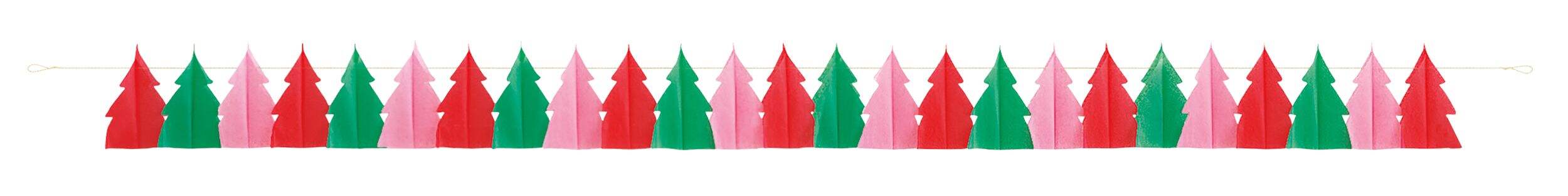 Christmas 3D Tree Shaped Tissue Garland Holiday Decoration, 12-ft Front_Flat