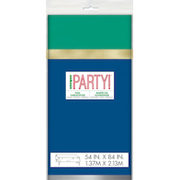 Christmas Rectangular Plastic Table Cover for Holiday Dinners, 84-in x 54-in Front_Flat