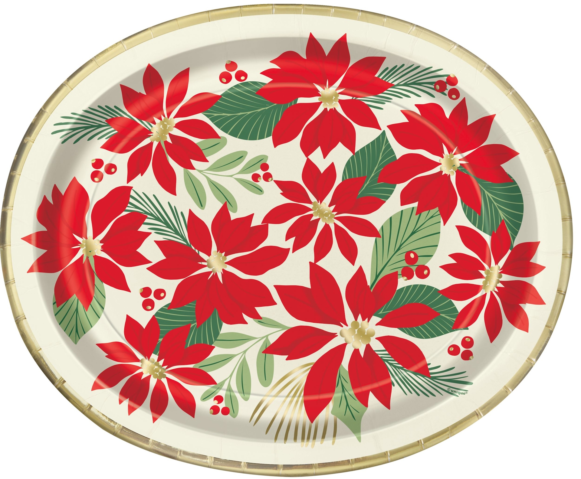 Christmas Blooming Holly Paper Plates, 12in, 8ct Party City