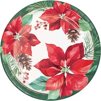 Assiettes en papier de Noël Poinsettia Perfection, 9 po, paq. 8 Overhead_Flat
