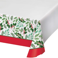 Christmas Holly Jolly Paper Table Cover, 54-in x 96-in CloseUp