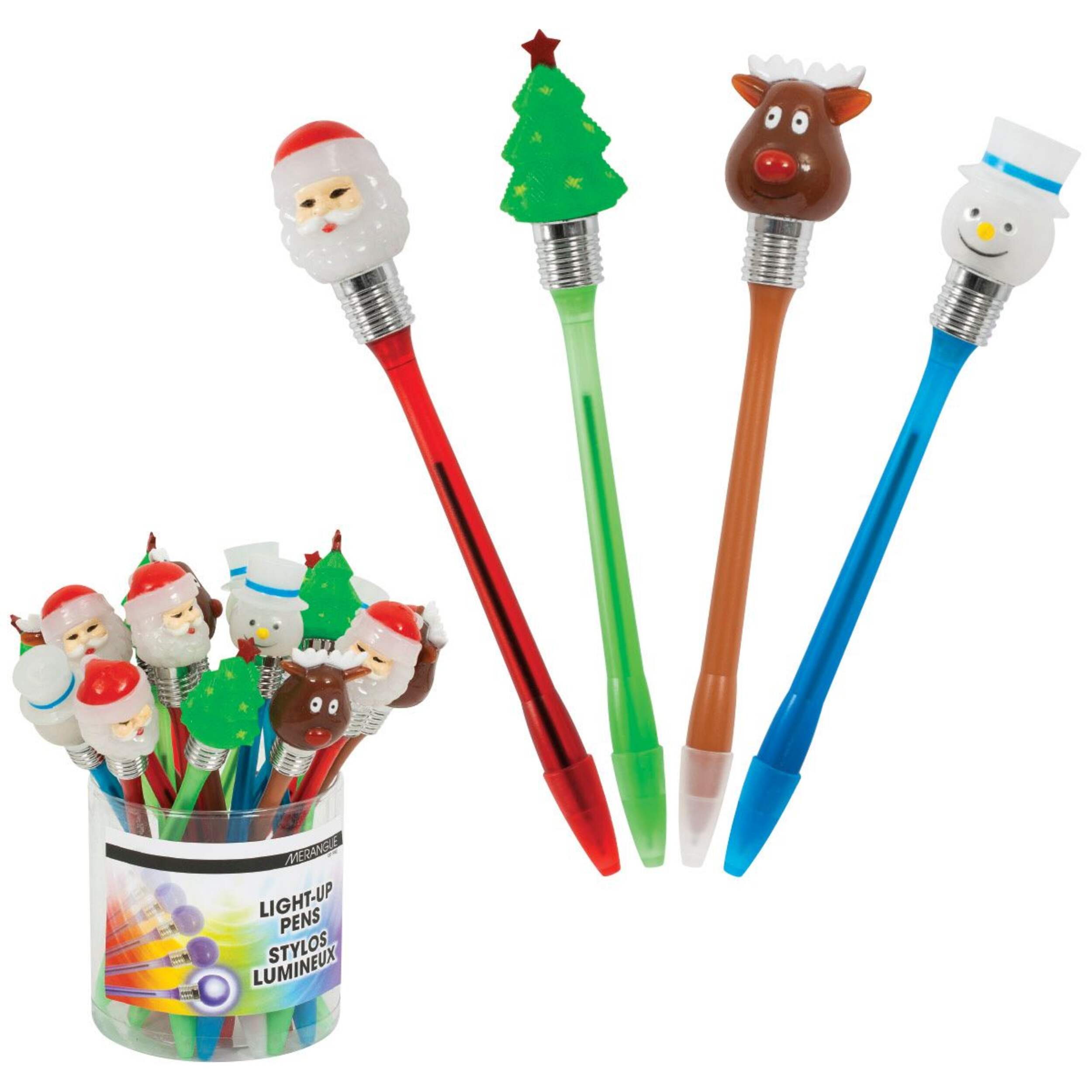 Christmas Light Up Writing Pen Favour Pack, Assorted Characters, 15-pk Composite_or_Mixed