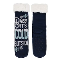 Adult "Baby Its Cold Outside" Cozy Wearable Socks, Navy Blue, One Size, for Christmas Composite_or_Mixed