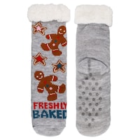 Adult "Freshly Baked" Cozy Wearable Socks, Light Grey, One Size, for Christmas Composite_or_Mixed