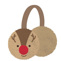 Kids' Fuzzy Winter Reindeer Earmuff, Brown, One Size, Wearable Accessory for Christmas Front_Angled_Right