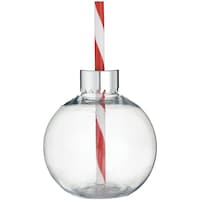 Christmas Clear Ornament Cup with Straw Front_Flat