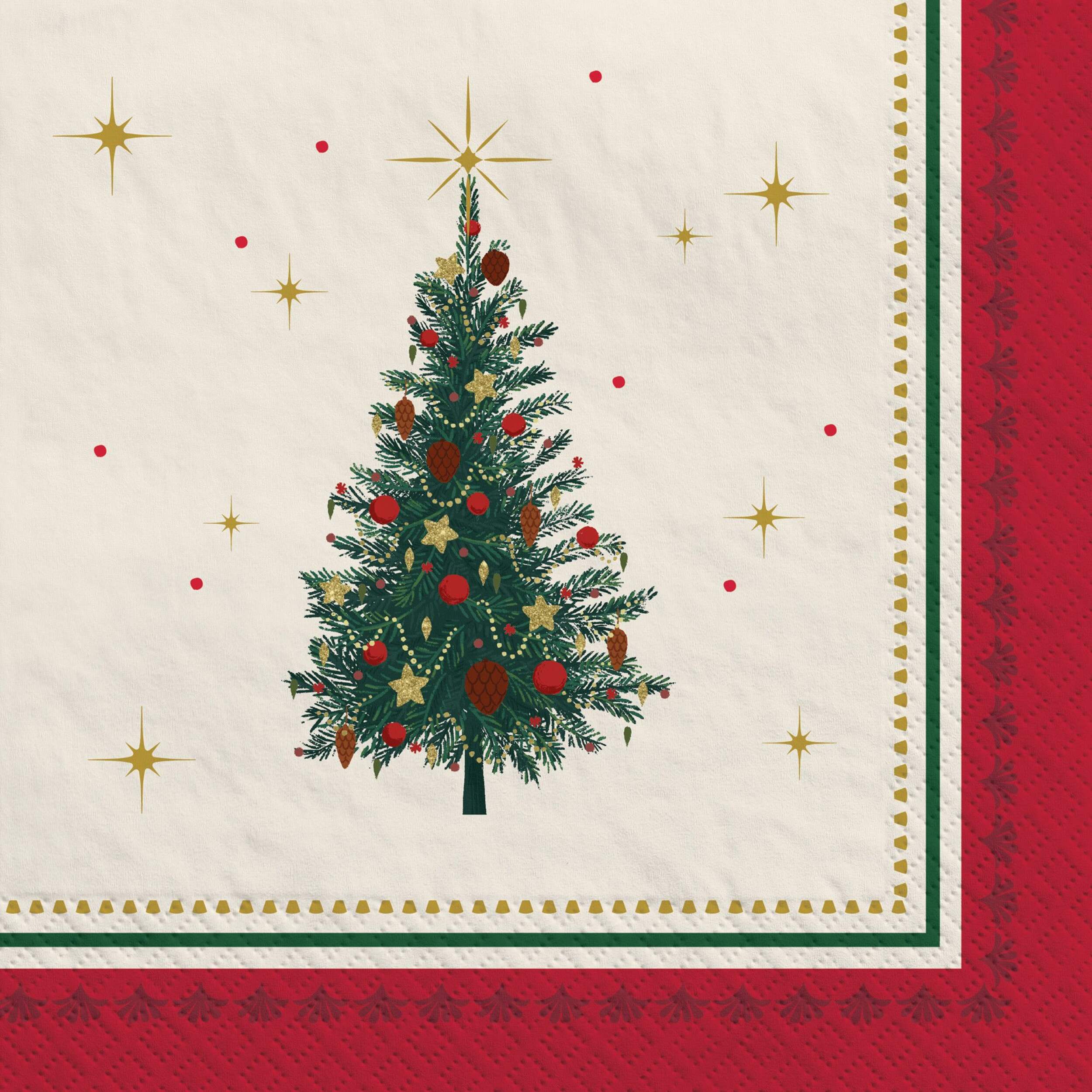 Christmas Elegant Evergreen Napkin, 2-Ply, 36-ct Front_Flat