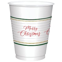 Christmas Elegant Evergreen Plastic Cups, 18-oz, 25-ct Front_Elevated