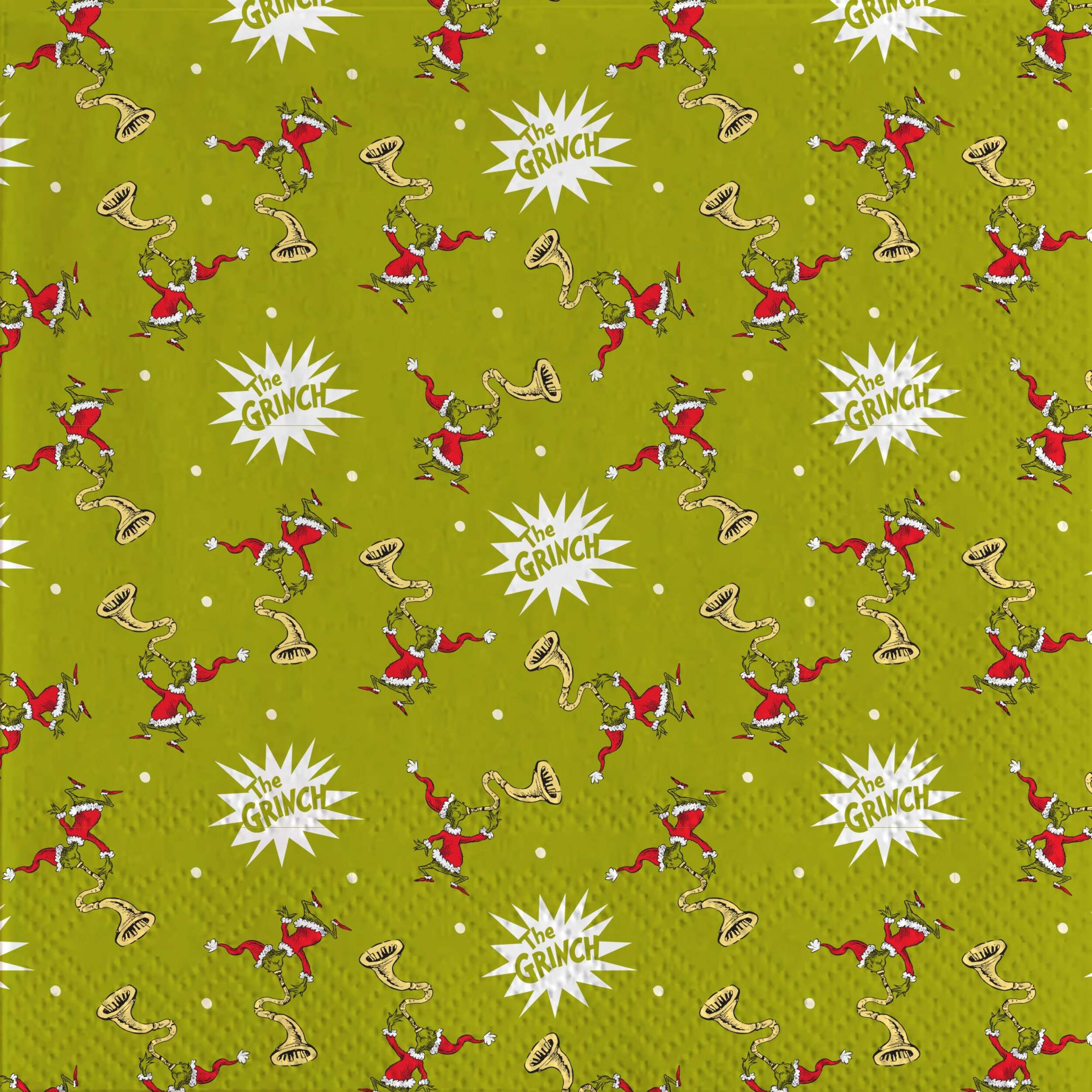 Dr. Seuss Christmas 6.5-in Grinch Lunch Napkins, 18-pk Overhead_Flat