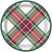 Christmas Traditional Plaid Plates, 9-in, 8-ct Overhead_Flat