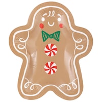 Gingerbread Man Shaped Paper Disposable Plates, 8.25-in, 8-pk, for Christmas Overhead_Flat