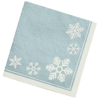 Elegant Snowflake Square Paper Disposable Beverage Napkins, Light Blue/White, 4.9-in, 40-pk, for Christmas Overhead_Flat