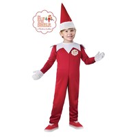 Kids' Elf On The Shelf Jumpsuit Costume, Boy, Red/White, for Christmas, More Options Available Front_Flat