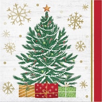 Timeless Tree Square Paper Disposable Lunch Napkins, Multi-Coloured, 6.5-in, 16-pk, 2-ply, for Christmas Overhead_Flat
