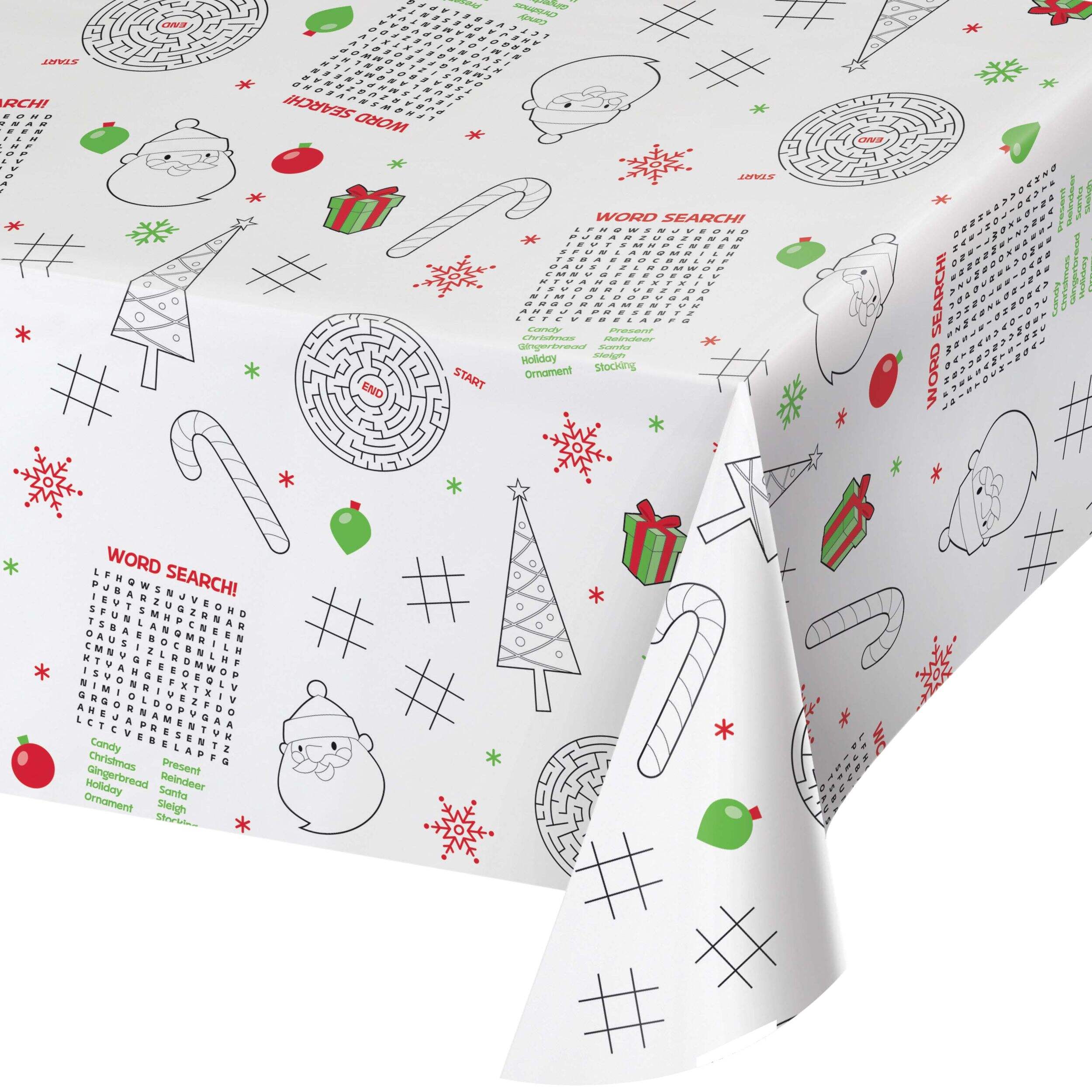 Christmas Activities 84x54-in Multicoloured Rectangular Disposable Paper Table Cover CloseUp