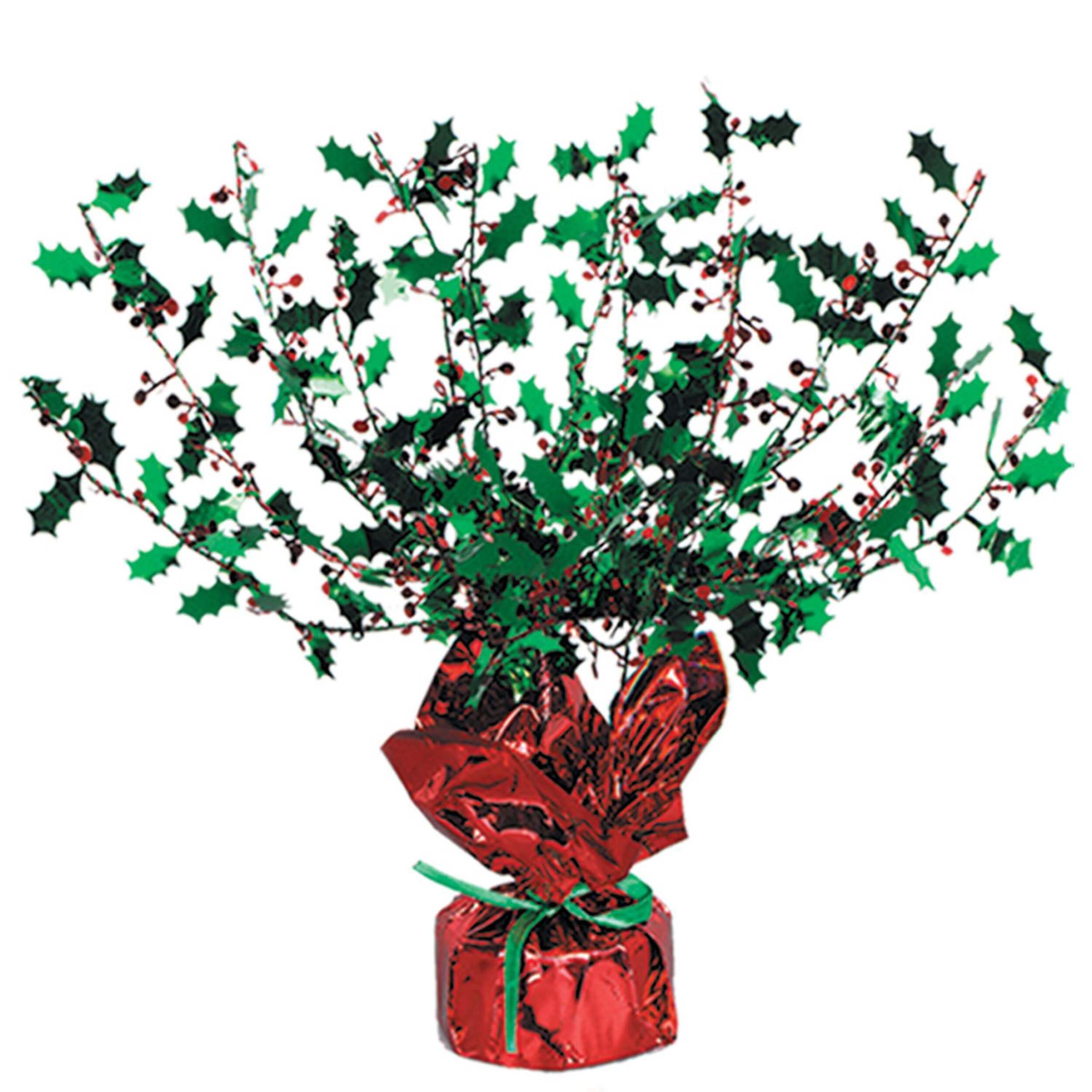 Christmas Green/Red Holly Spray Centerpiece Table Decoration Front_Flat