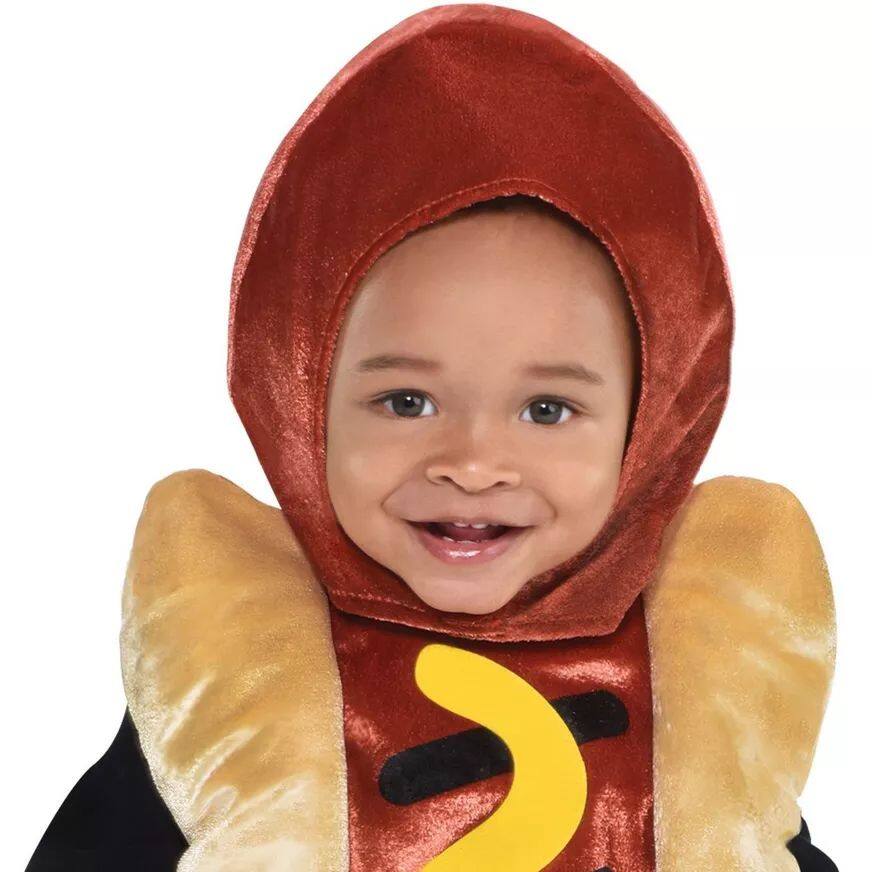 Infant Hot Dog Brown Jumpsuit with Hood Halloween Costume Assorted Sizes Party City