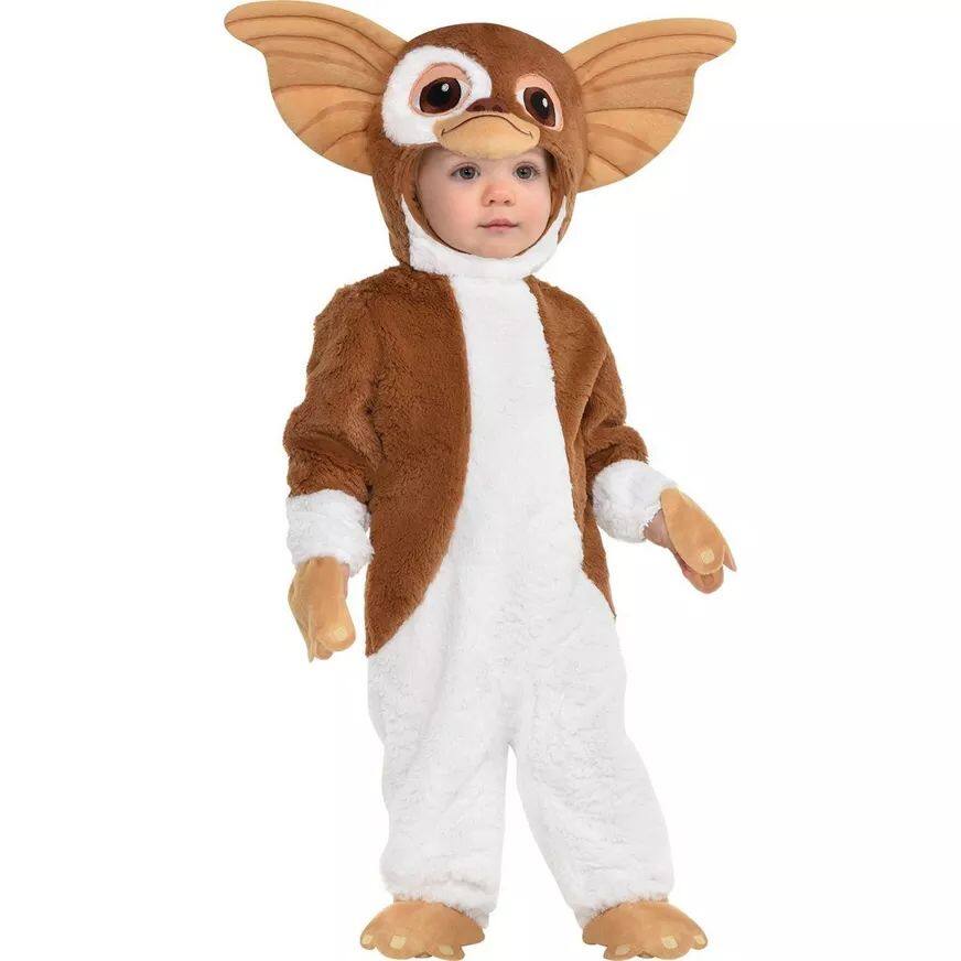 Infant Toddler Gremlins Gizmo Brown White Jumpsuit with Hood Halloween Costume Assorted Sizes Party City