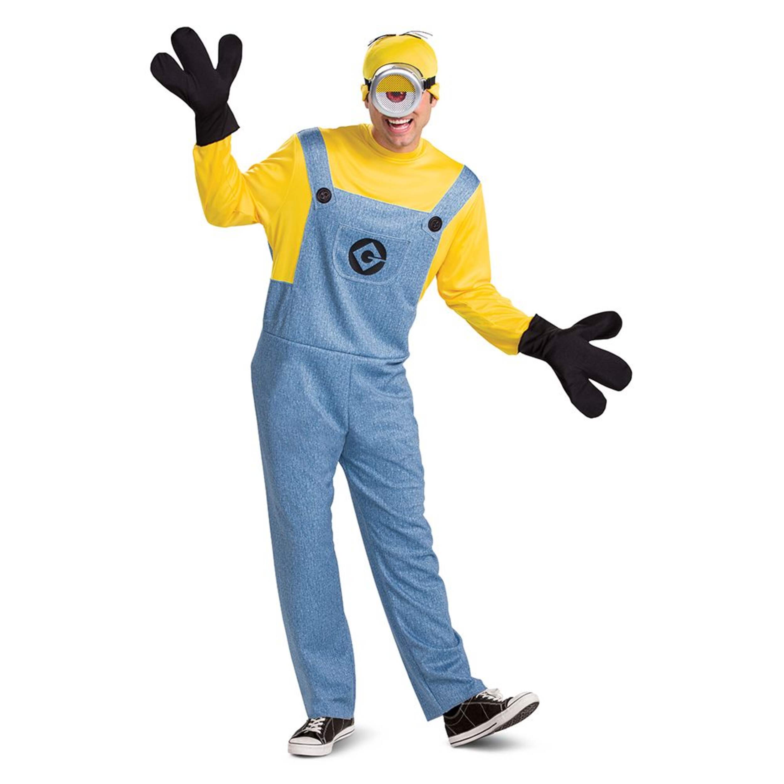 Costume d'Halloween Stuart des Minions avec coiffe, lunettes et gants, multicolore, adulte, moyen Front_Angled_Right