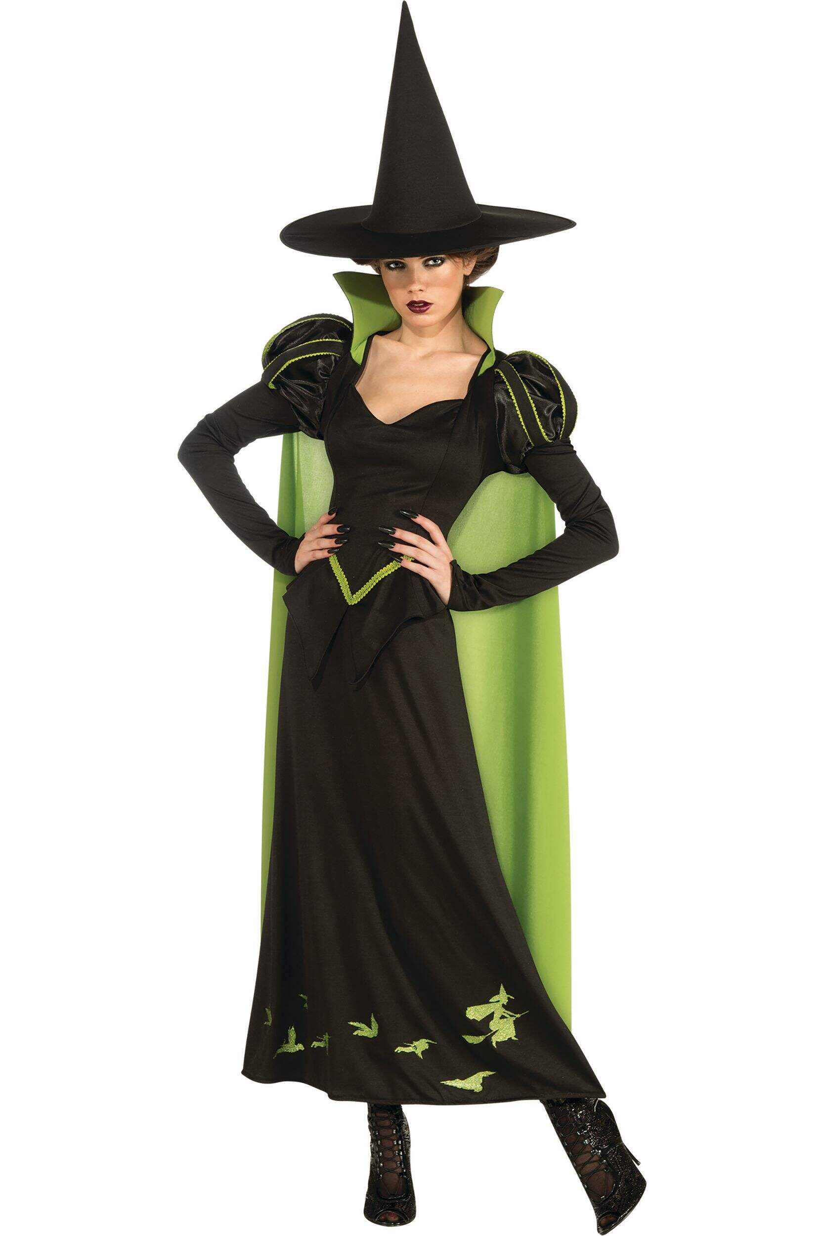 Costume d'Halloween de sorcière maléfique du Magicien d'Oz avec cape attachée, multicolore, adulte, standard Front_Flat