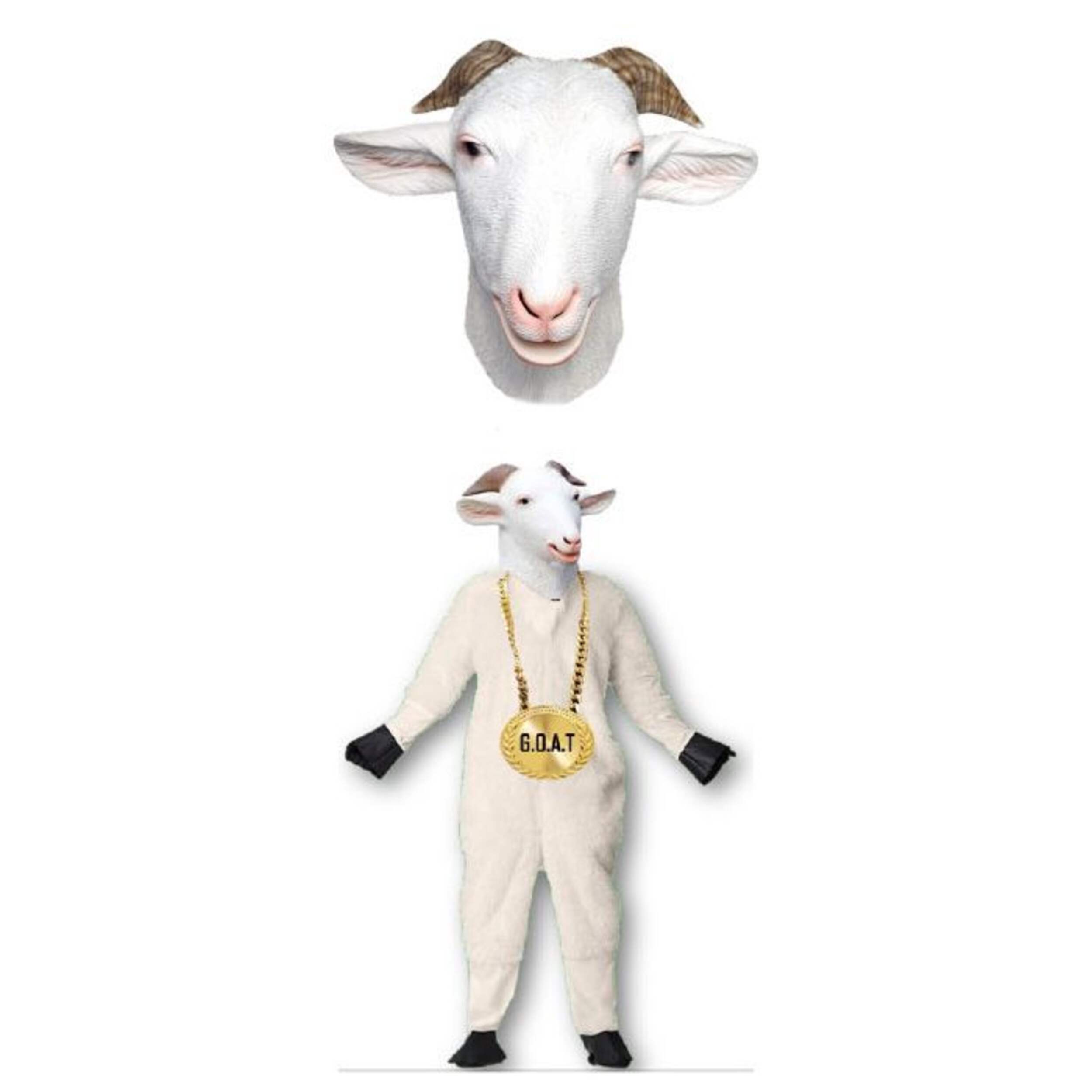 Costume d'Halloween combinaison de chèvre, blanc, adulte, taille standard Front_Flat