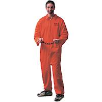 Costume d'Halloween de prisonnier avec menottes, orange, adulte, standard Front_Angled_Left