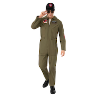 Top Gun Official Deluxe Halloween Costume with Cap, Multi-Colour, Adult, Assorted Sizes Front_Flat