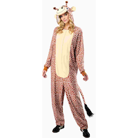 Giraffe Onesie Halloween Costume with Hood, Multi-Colour, Adult, Assorted Sizes Front_Angled_Left