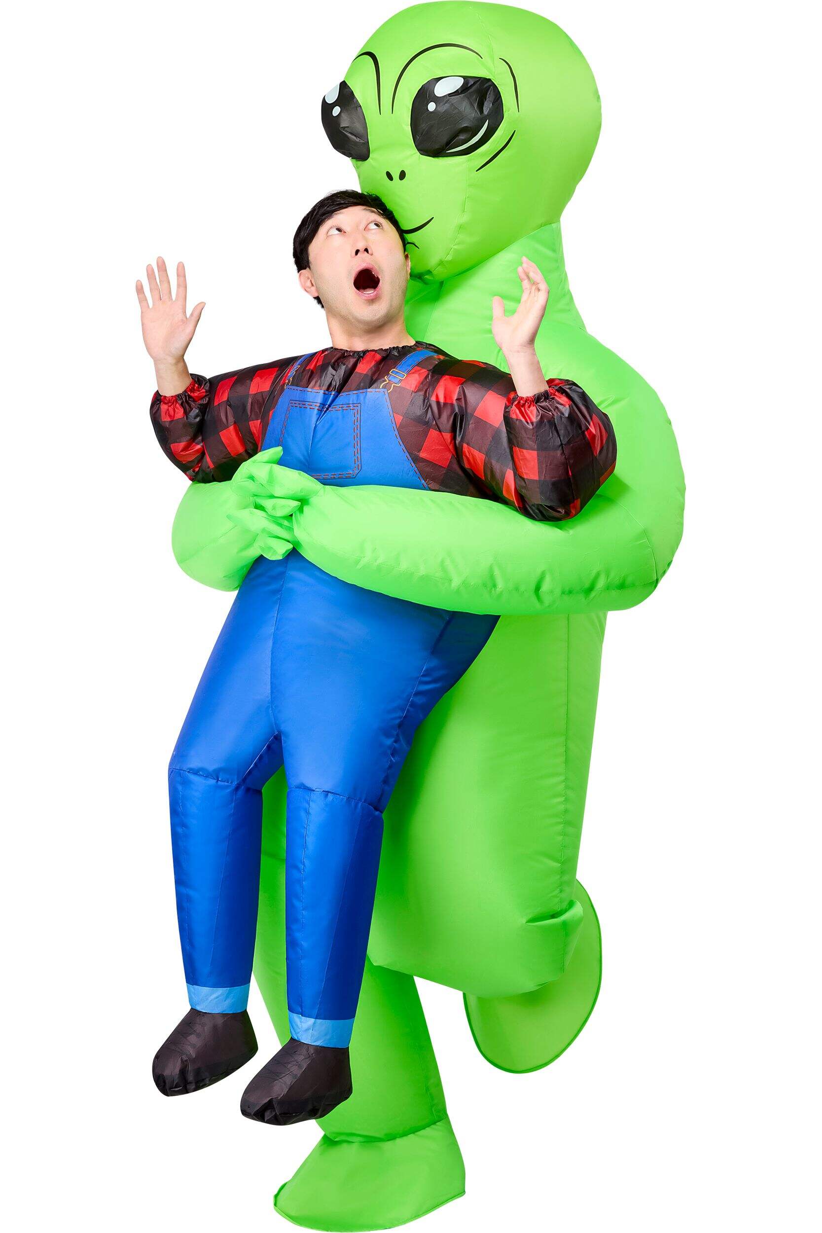 Inflatable Alien Abduction Halloween Costume, Green/Blue/Red, Adult, Standard Front_Angled_Left