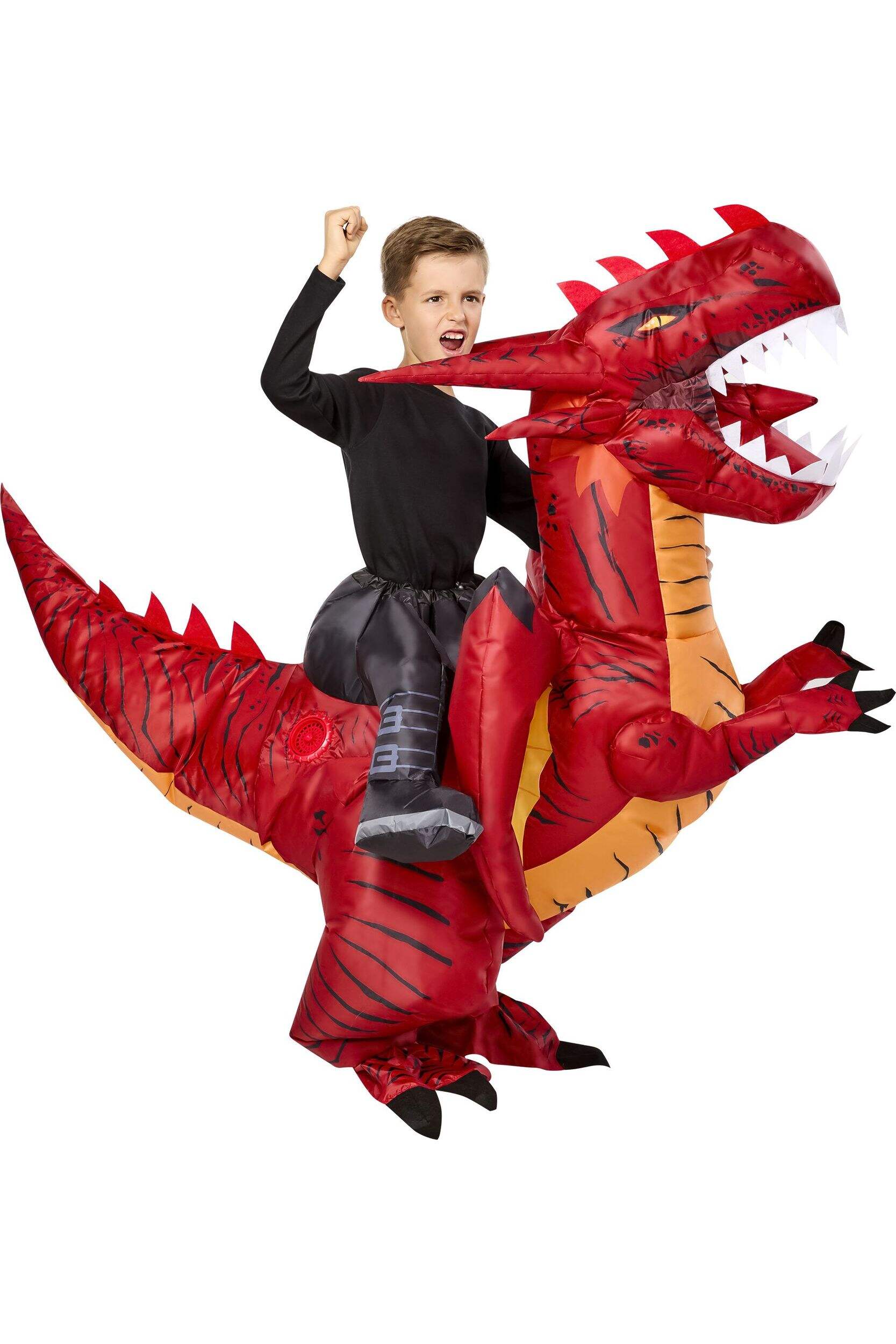Red Dragon Inflatable Ride On Halloween Costume, Multi-Colour, Child, Standard Front_Three_Fourths_Angled_Left