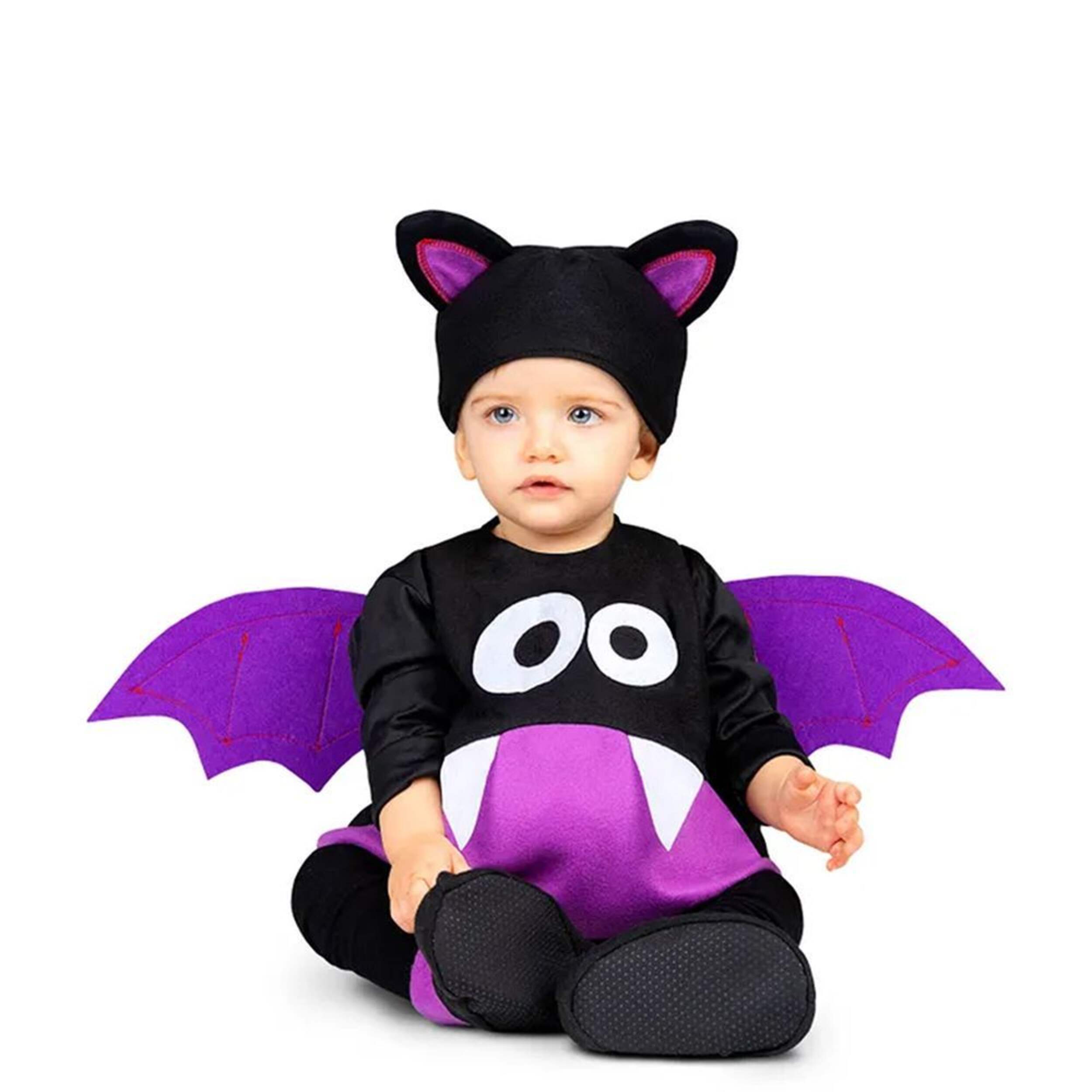 Costume d'Halloween combinaison chauve-souris avec chapeau, ailes et bottes, noir, nouveau-né, 12 à 24 mois Front_Flat