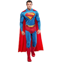 DC Comics Superman Legacy Official Deluxe Halloween Costume with Cape, Multi-Colour, Adult, Assorted Sizes