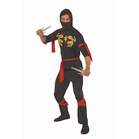 Ninja Jumpsuit Halloween Costume with Accessories, Multi-Colour, Adult, Standard Front_Flat